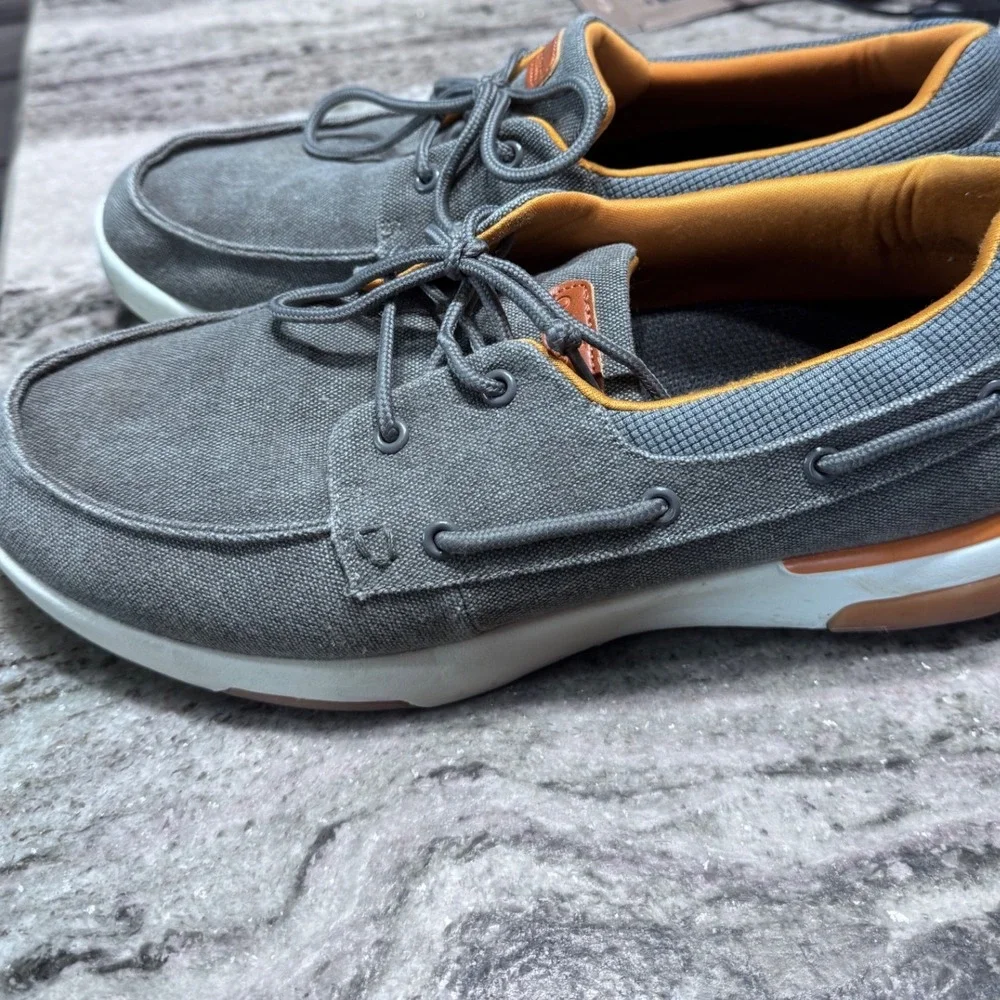 OrthoComfoot Boat Shoes Canvas Grey‎ 11.5 Men's Casual Nautical Comfort ZGBX01